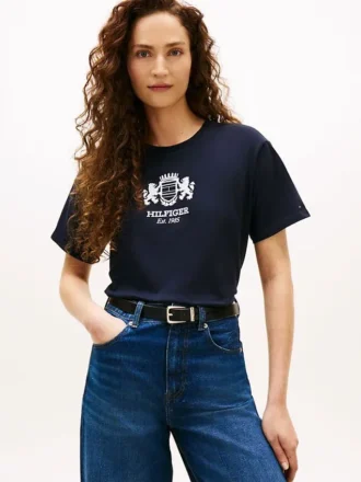 Tricou cu logo Hilfiger Crest