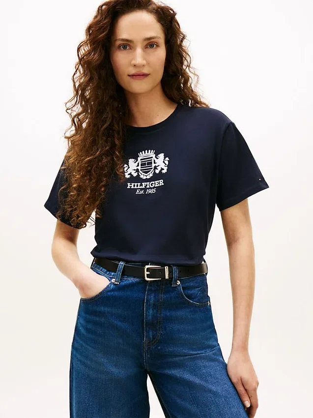Tricou cu logo Hilfiger Crest Tricou cu logo Hilfiger Crest