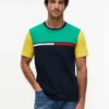 Tricou cu logo și dungi colorate