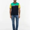 Tricou cu logo și dungi colorate
