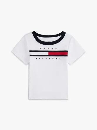 Tricou cu logo și dungi în formă de steag pentru bebeluși