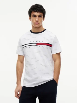 Tricou cu logo Signature Flag Stripe