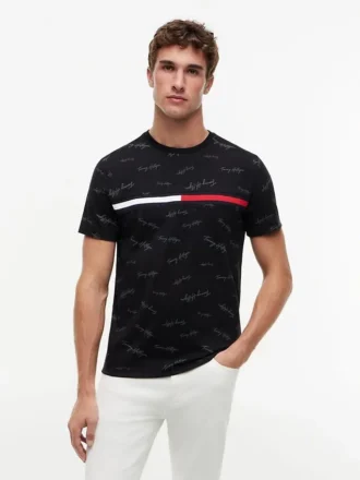 Tricou cu logo Signature Flag Stripe