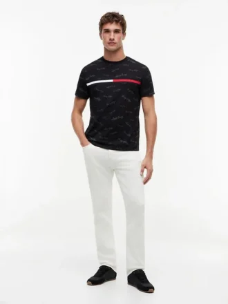 Tricou cu logo Signature Flag Stripe