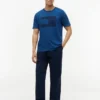Tricou cu logo steag vopsit în indigo Tricou cu logo steag vopsit în indigo