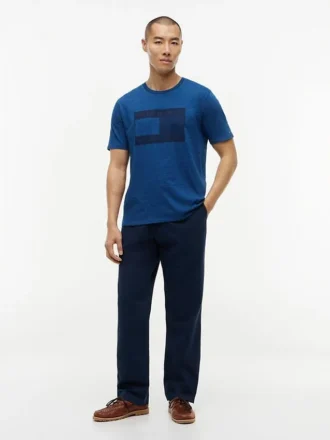 Tricou cu logo steag vopsit în indigo