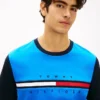 Tricou cu mâneci contrastante și logo steag Tricou cu mâneci contrastante și logo steag