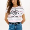 Tricou cu mâneci dolman și logo arc, cu dungi