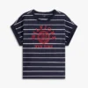 Tricou cu mâneci dolman și logo arc, cu dungi