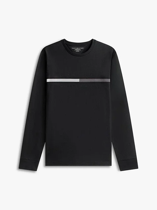 Tricou cu mâneci lungi și logo cu steag în tonuri asortate Tricou cu mâneci lungi și logo cu steag în tonuri asortate