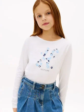 Tricou cu monogramă florală pentru copii Tricou cu monogramă florală pentru copii