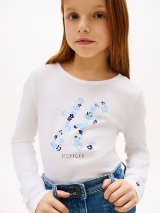 Tricou cu monogramă florală pentru copii Tricou cu monogramă florală pentru copii