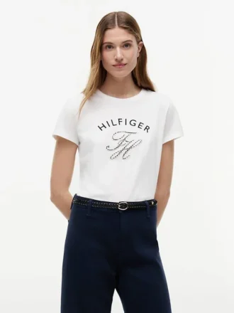 Tricou cu monogramă în stil gingham