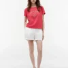 Tricou cu monogramă în stil gingham