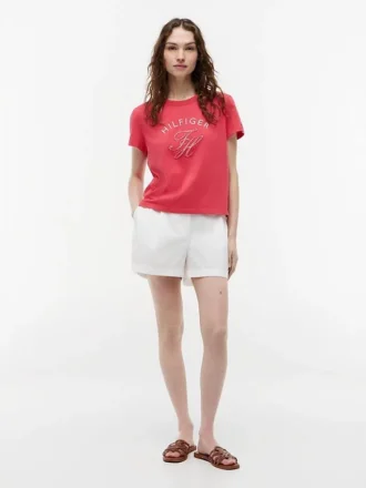 Tricou cu monogramă în stil gingham