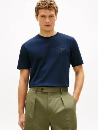 Tricou cu monogramă script și țesătură interlock