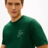 Tricou cu monogramă script și țesătură interlock