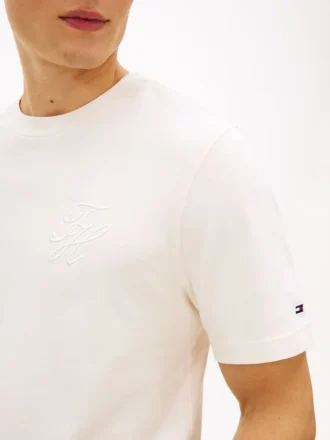 Tricou cu monogramă script și țesătură interlock