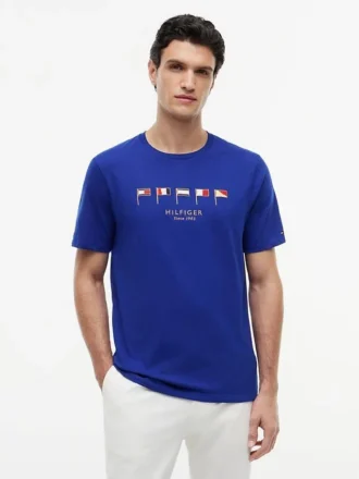 Tricou cu steaguri nautice brodate