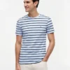 Tricou din bumbac elastic cu dungi, croială extra slim Tricou din bumbac elastic cu dungi, croială extra slim