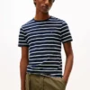 Tricou din bumbac elastic cu dungi, croială extra slim Tricou din bumbac elastic cu dungi, croială extra slim