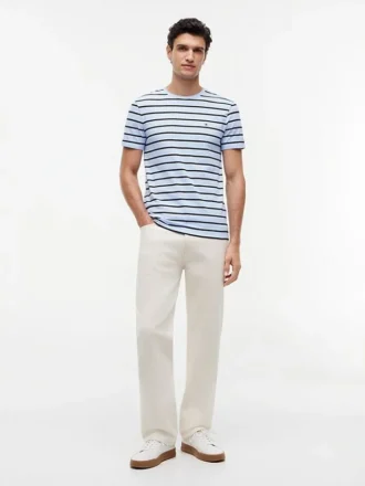 Tricou din bumbac elastic cu dungi, croială extra slim
