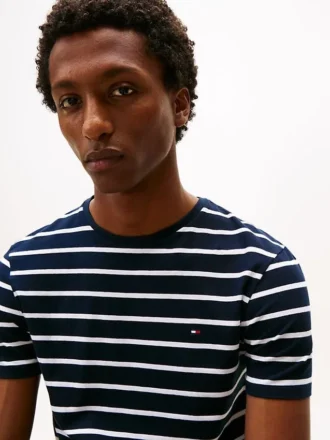 Tricou din bumbac elastic cu dungi, croială extra slim