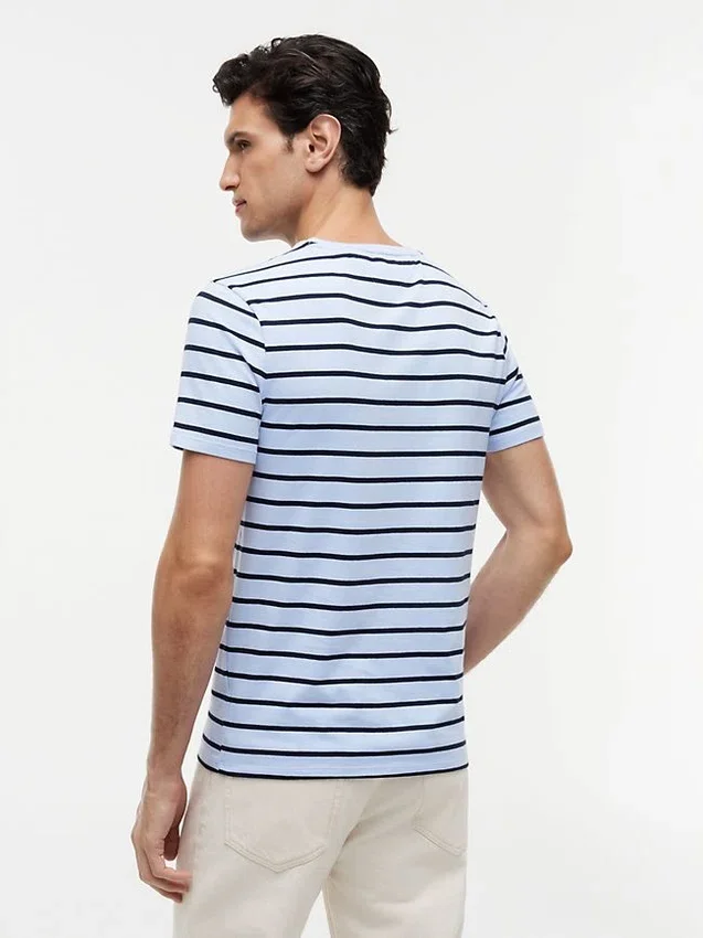 Tricou din bumbac elastic cu dungi, croială extra slim Tricou din bumbac elastic cu dungi, croială extra slim
