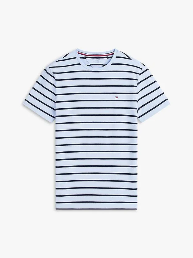 Tricou din bumbac elastic cu dungi, croială extra slim Tricou din bumbac elastic cu dungi, croială extra slim