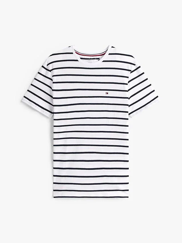 Tricou din bumbac elastic cu dungi, croială extra slim Tricou din bumbac elastic cu dungi, croială extra slim
