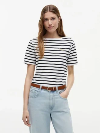 Tricou din bumbac interlock cu nasturi aurii