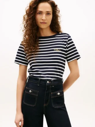 Tricou din bumbac interlock cu nasturi aurii