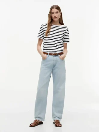 Tricou din bumbac interlock cu nasturi aurii