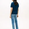 Tricou din bumbac interlock cu nasturi aurii