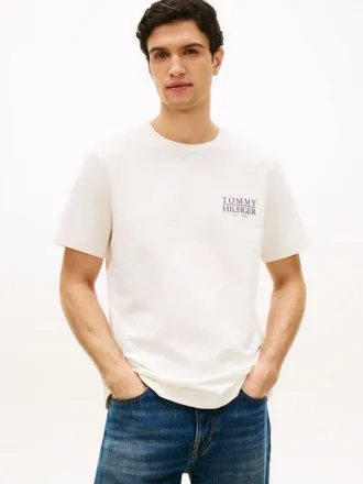 Tricou din bumbac slub cu logo grafic pe spate