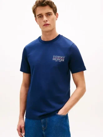 Tricou din bumbac slub cu logo grafic pe spate