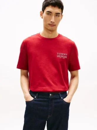 Tricou din bumbac slub cu logo grafic pe spate