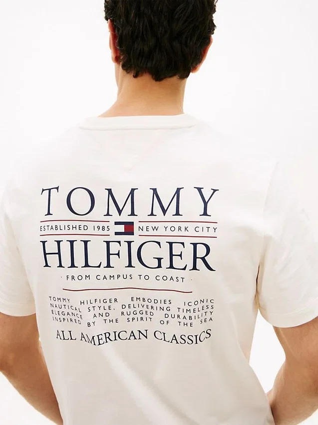 Tricou din bumbac slub cu logo grafic pe spate Tricou din bumbac slub cu logo grafic pe spate