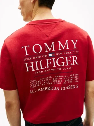 Tricou din bumbac slub cu logo grafic pe spate