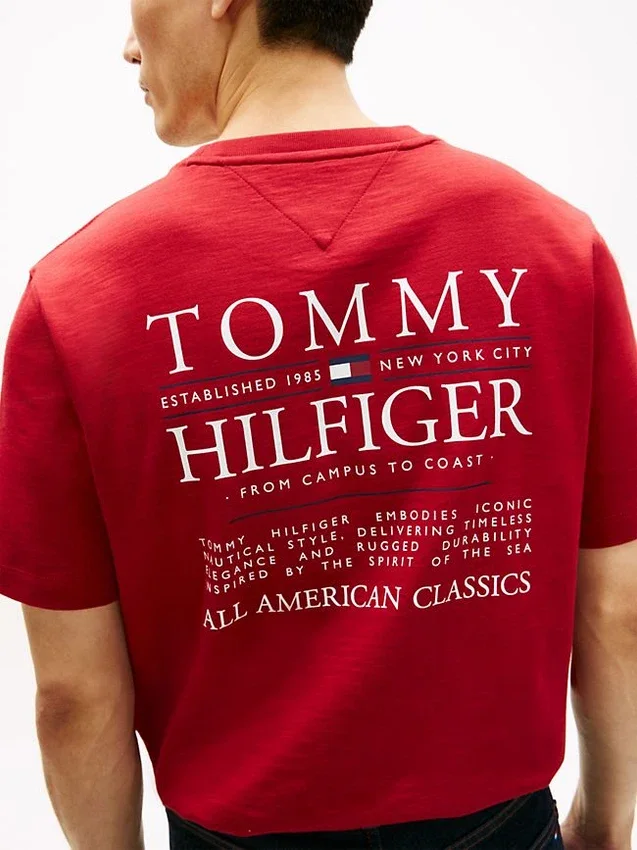 Tricou din bumbac slub cu logo grafic pe spate Tricou din bumbac slub cu logo grafic pe spate