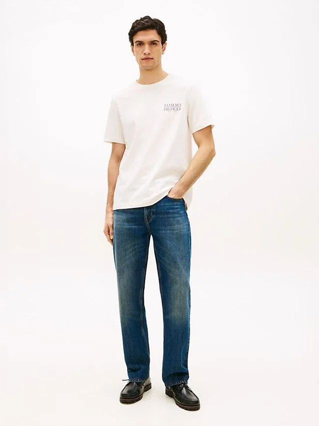 Tricou din bumbac slub cu logo grafic pe spate Tricou din bumbac slub cu logo grafic pe spate