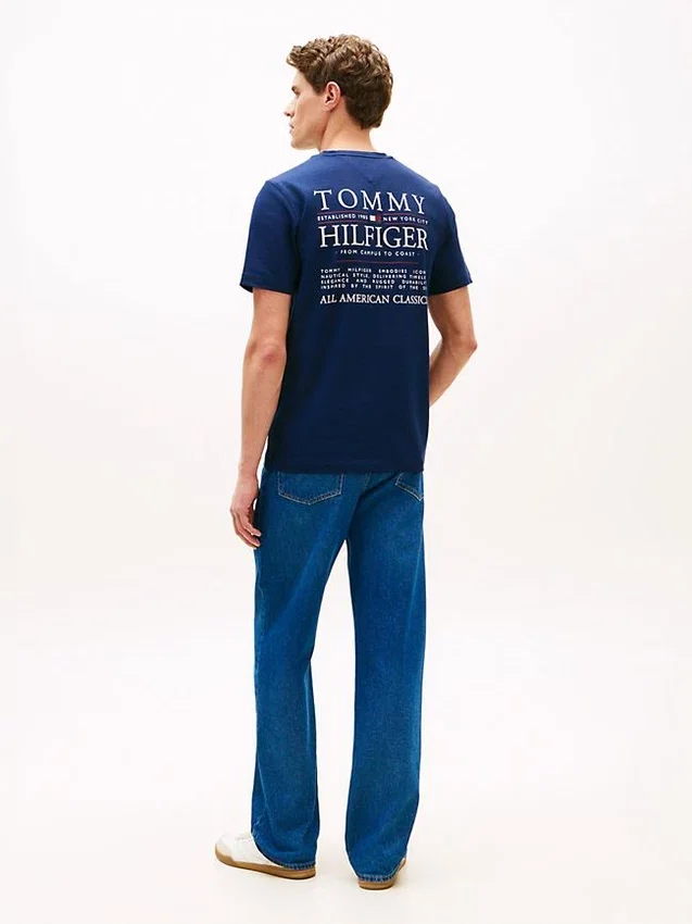 Tricou din bumbac slub cu logo grafic pe spate Tricou din bumbac slub cu logo grafic pe spate