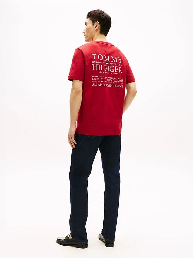Tricou din bumbac slub cu logo grafic pe spate Tricou din bumbac slub cu logo grafic pe spate