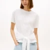 Tricou din bumbac slub cu nod în față Tricou din bumbac slub cu nod în față