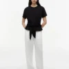 Tricou din bumbac slub cu nod în față Tricou din bumbac slub cu nod în față