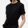 Tricou din bumbac slub cu nod în față Tricou din bumbac slub cu nod în față