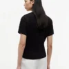 Tricou din bumbac slub cu nod în față Tricou din bumbac slub cu nod în față