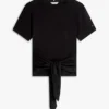 Tricou din bumbac slub cu nod în față Tricou din bumbac slub cu nod în față