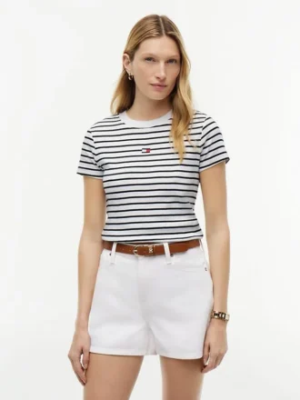 Tricou Favorite cu dungi și logo mini steag