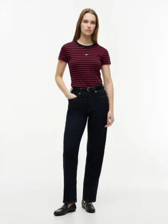 Tricou Favorite cu dungi și logo mini steag